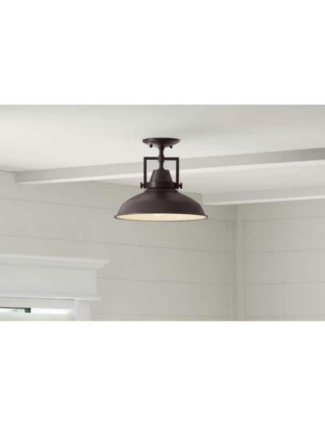 Wilhelm 12 in. 1-Light Bronze Semi-Flush Mount