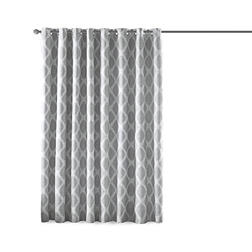 Sun Smart Blakesly Blackout Curtains Patio Window, Ikat Print, Grommet Top Living Room Decor, Living Room Decor, Thermal Insulated Light Blocking Drape for Bedroom and Apartments, 100" x 84", Grey