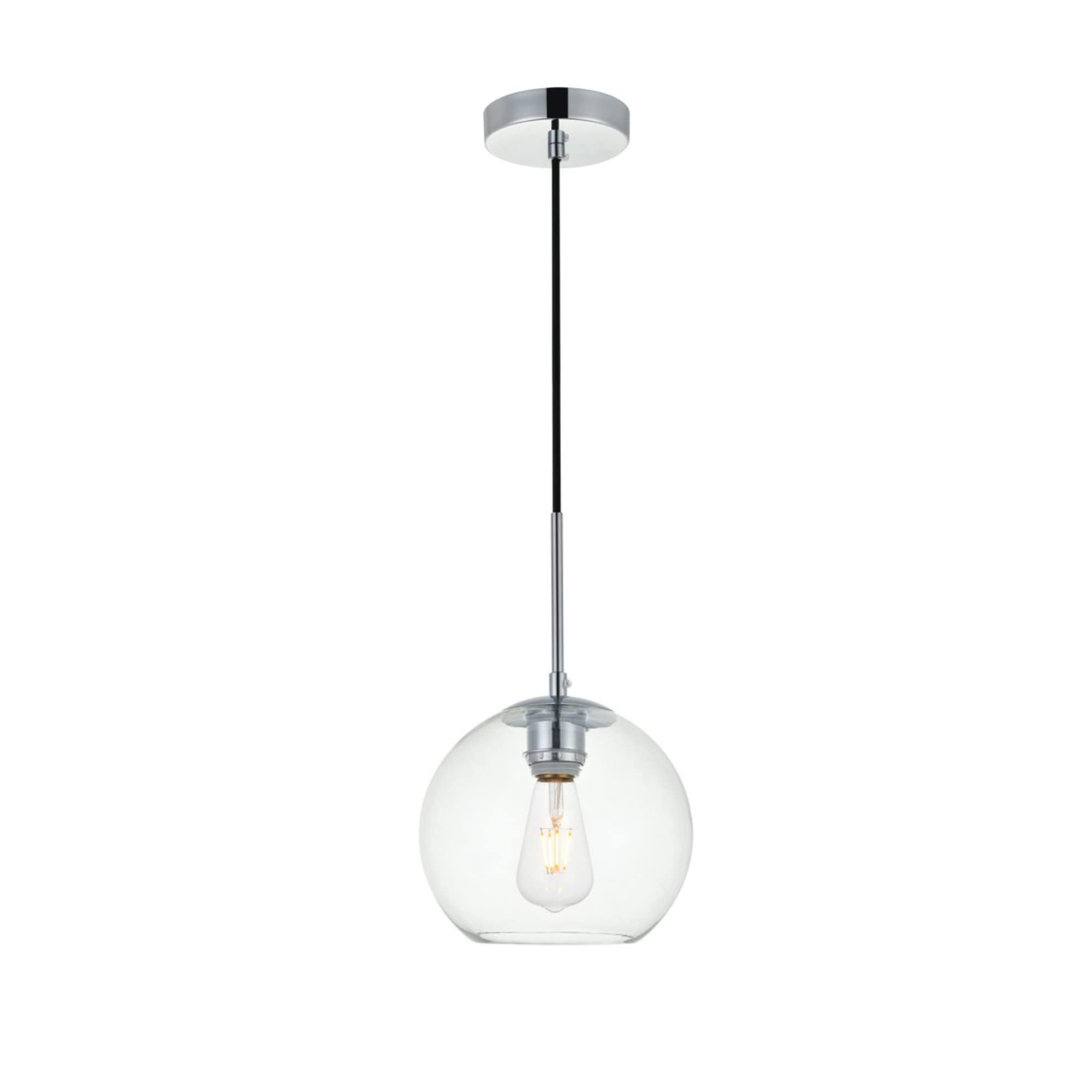 Living District Indoor Modern Home Decorative Bright Ceiling Baxter 1 Light Chrome Pendant with Clear Glass