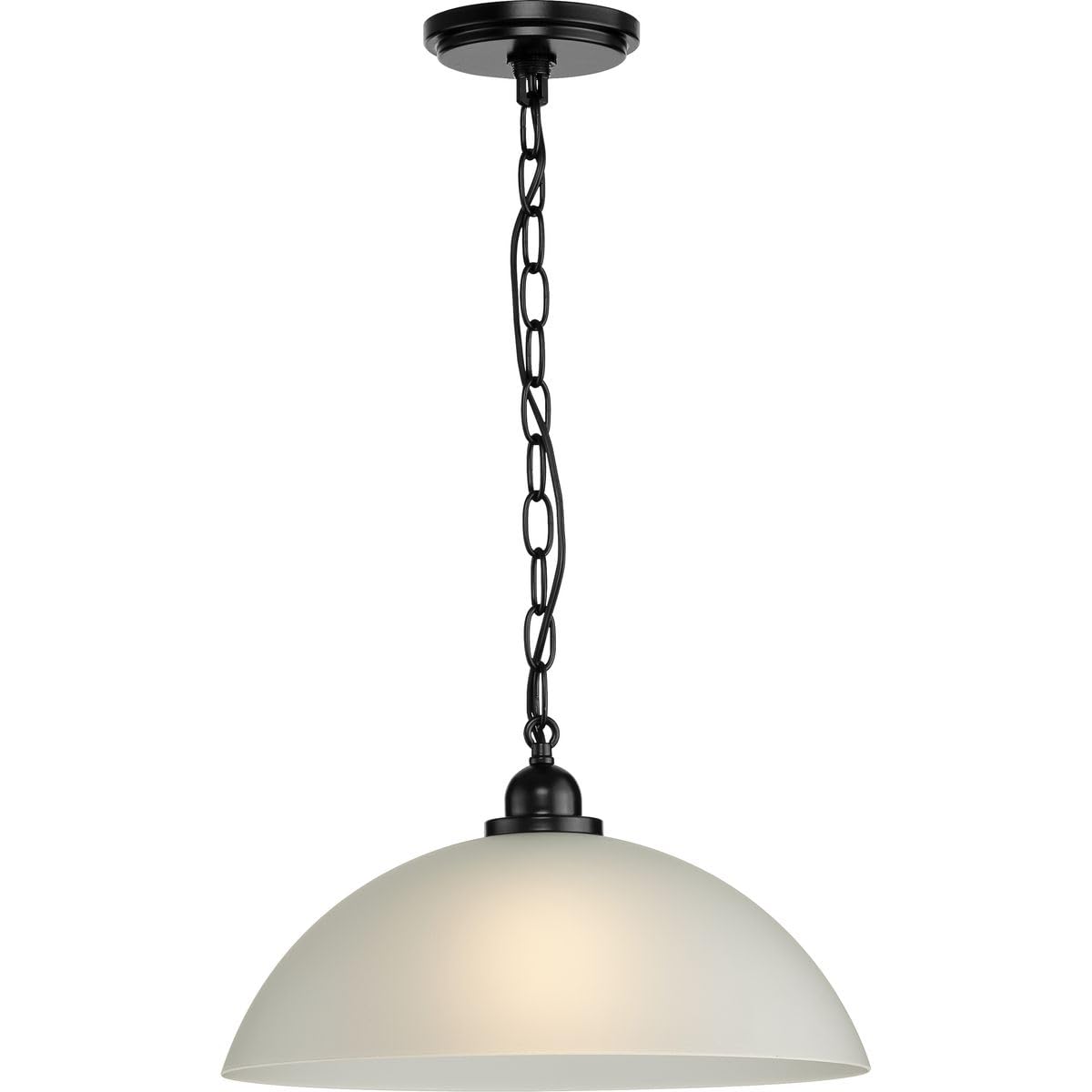 Progress Lighting Classic Dome Collection One-Light Matte Black Transitional Pendant