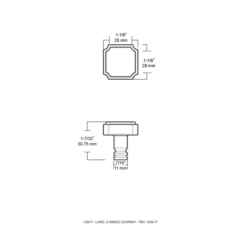 Liberty Hardware P38476C-BCP-CP Liberty Hardware P38476C-CP Notched 1-1/8 Inch Square Cabinet Knob