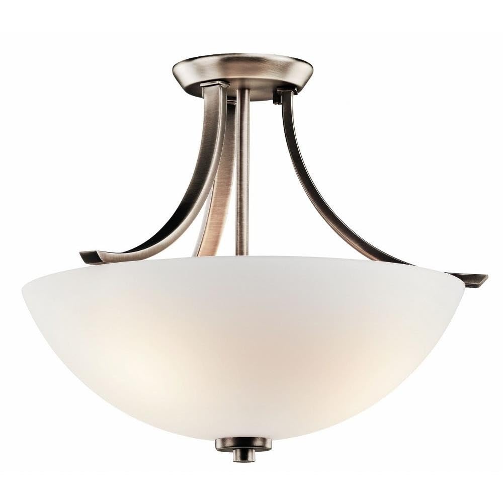 Kichler Granby 17.25" 3 Light Semi Flush with Satin Etched Cased Opal Glass in Brushed Pewter