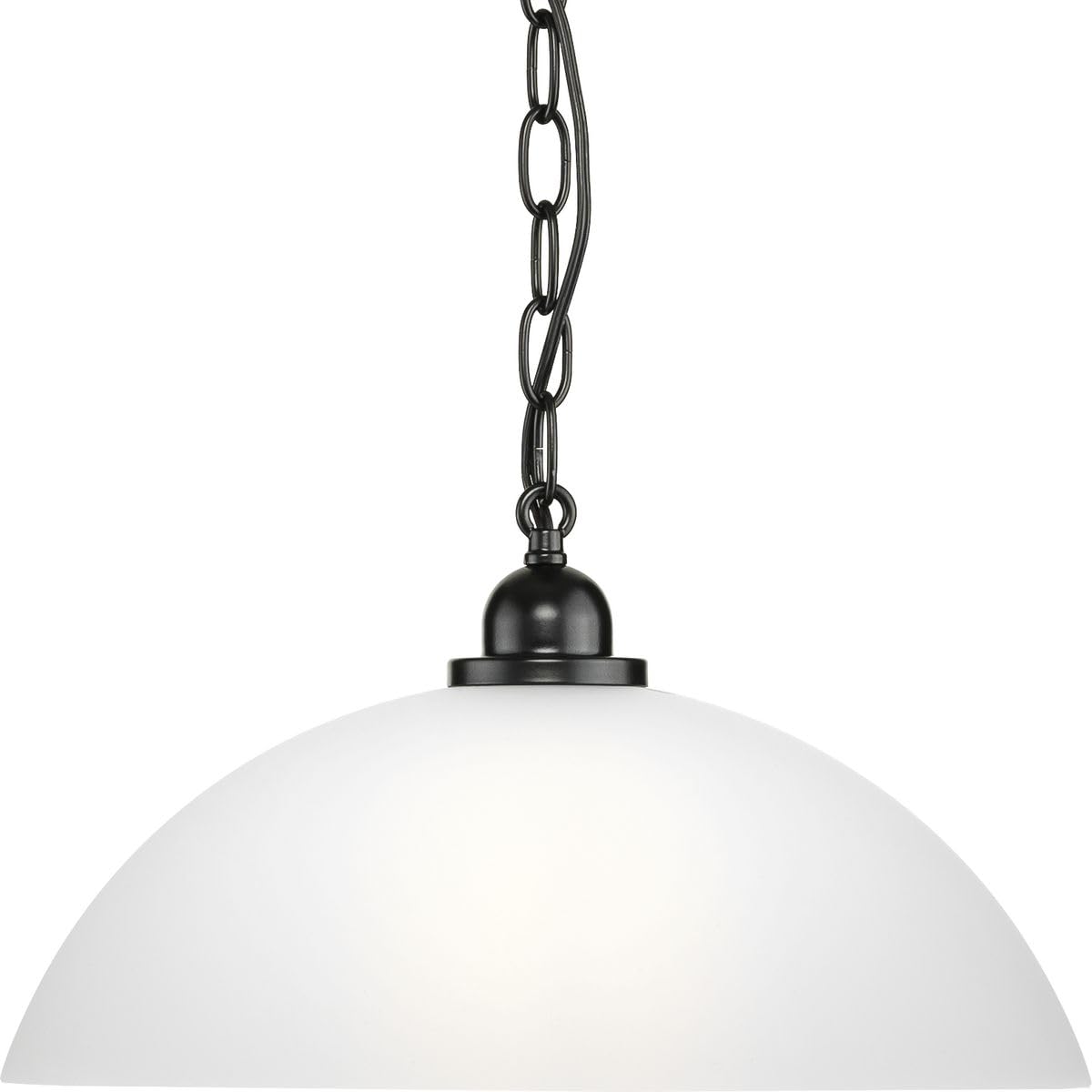 Progress Lighting Classic Dome Collection One-Light Matte Black Transitional Pendant