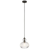 Kichler Lighting Riviera 10.25" 1 Light Pendant with Clear Ribbed Glass in Olde Bronze