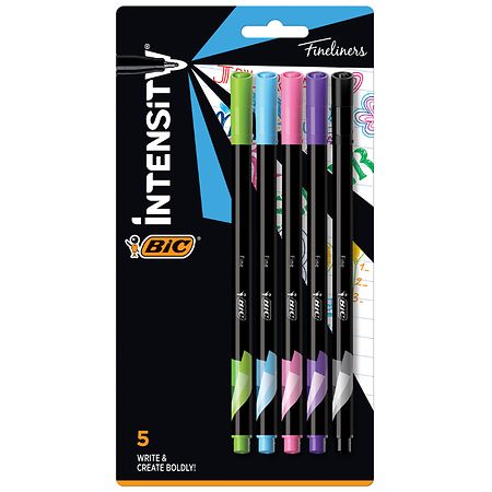 BIC Intensity Fineliner Color Collection Fine 0.4 Millimeter Nontoxic Smooth Porous Point  5 Count