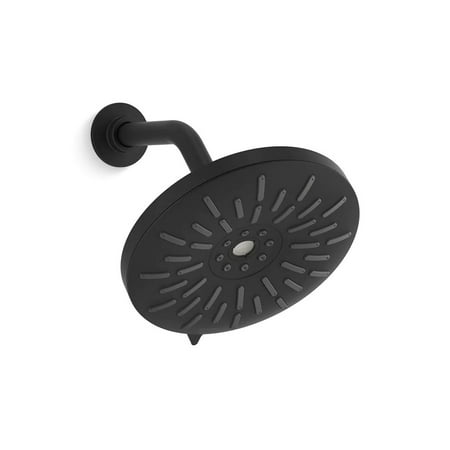 KOHLER Bellerose 3-Spray Patterns 1.75 GPM 8 in. Wall Mount Fixed Shower Head in Matte Black