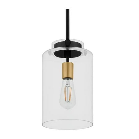 Hampton Bay Mullins 6.75  Coal and Honey Gold Mini Pendant Hanging Light