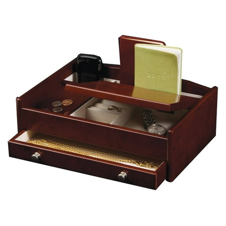 Mele and Co. Davin Men s Dresser Valet - Dark Burlwood Walnut - 11.75W x 4H in.