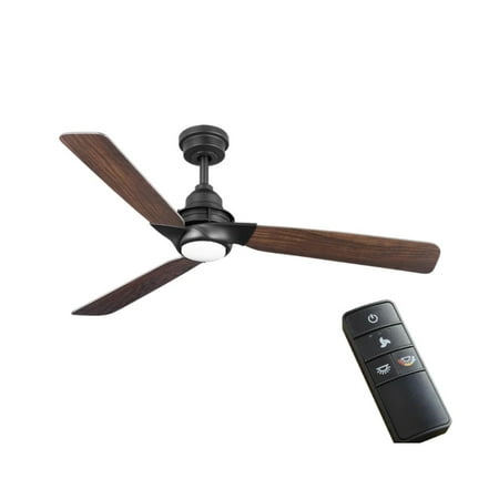 Home Decorators Ester 54  LED Indoor/Outdoor Matte Black Ceiling Fan w/Remote