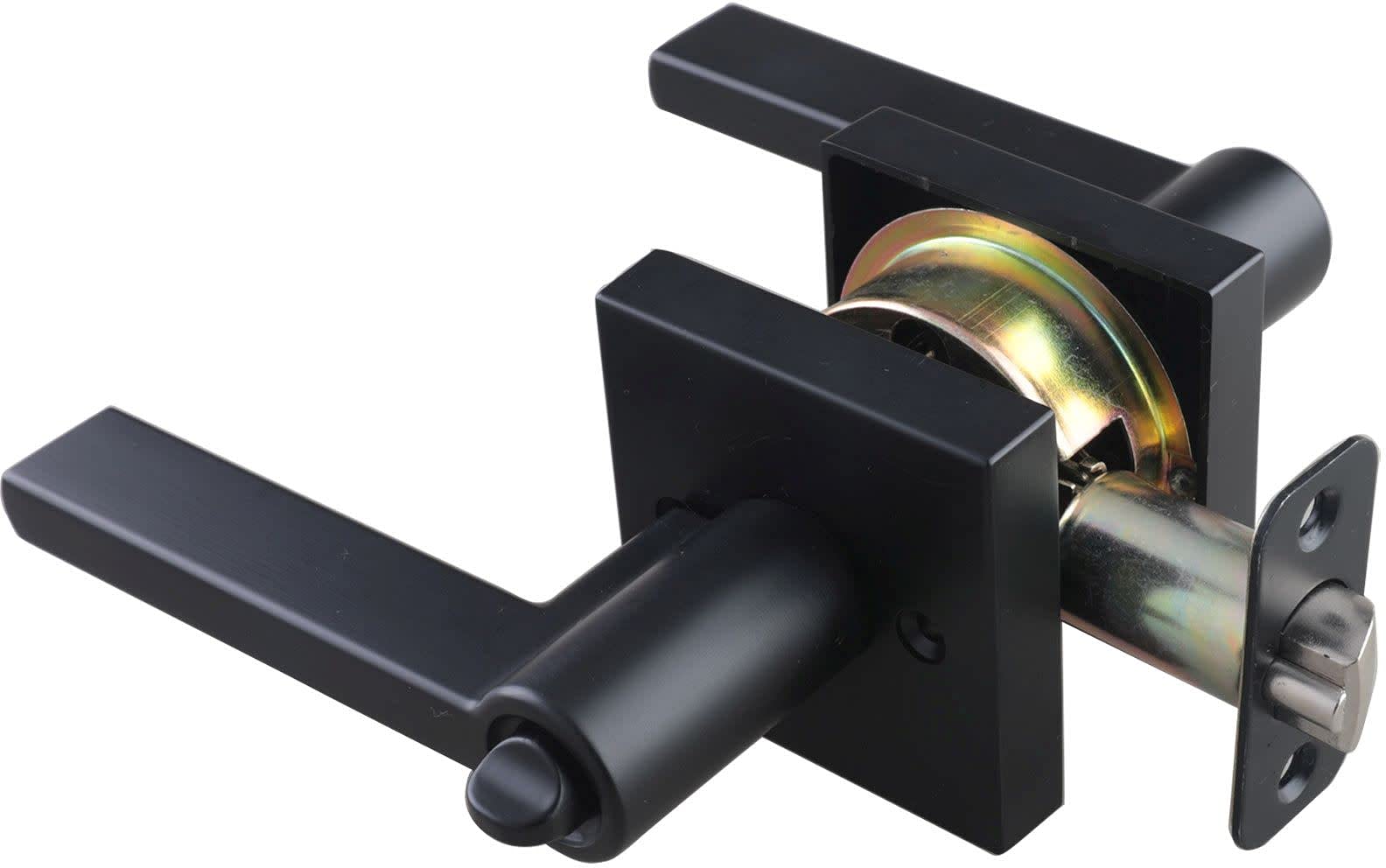 Miseno MLK2022BK MLK2022 Lorton Flat Bar Single Cylinder Keyed Entry Door Lever Set with Deadbolt