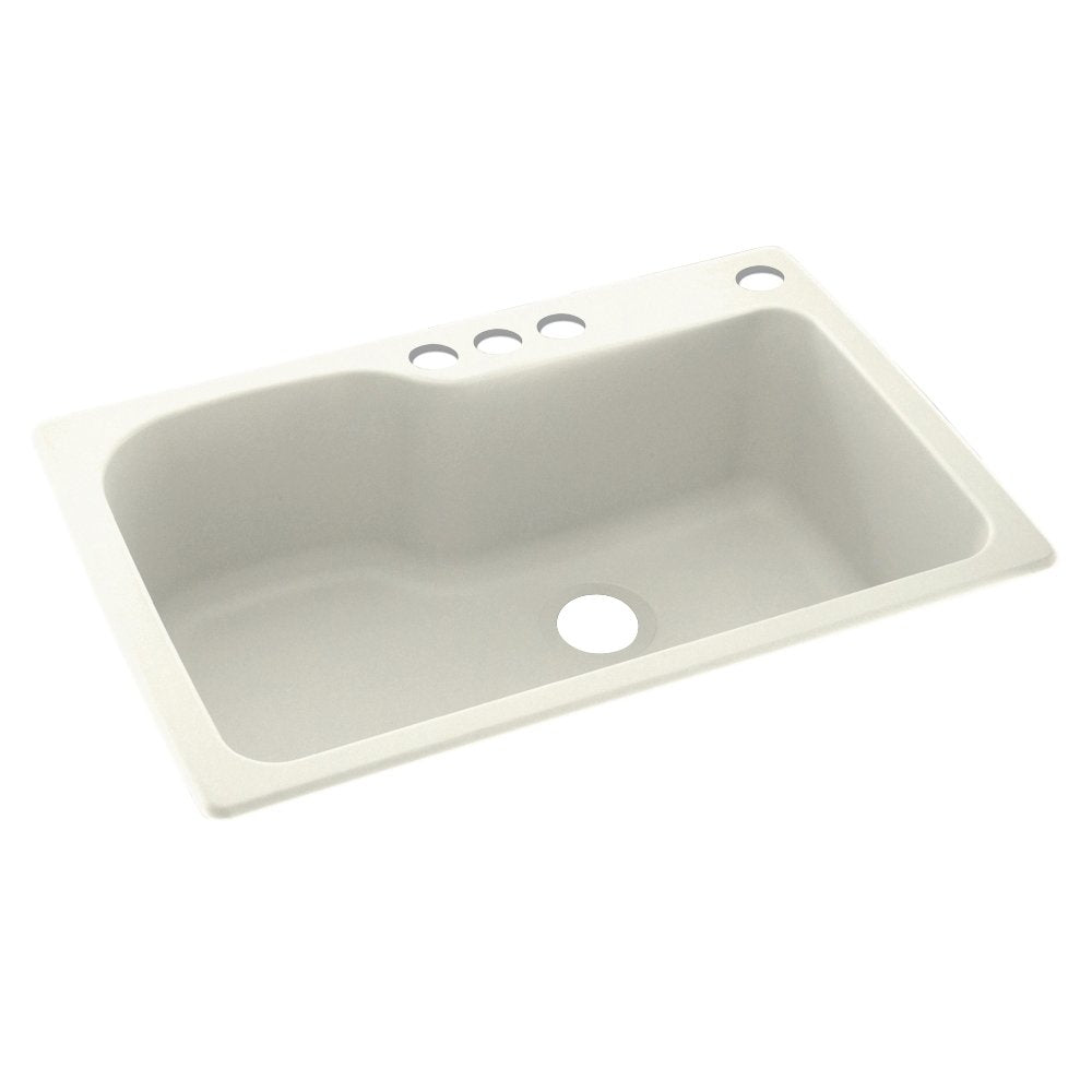 Swanstone KS03322SB.018-4 4-Hole Solid Surface Kitchen Sink, 33" x 22", Bisque