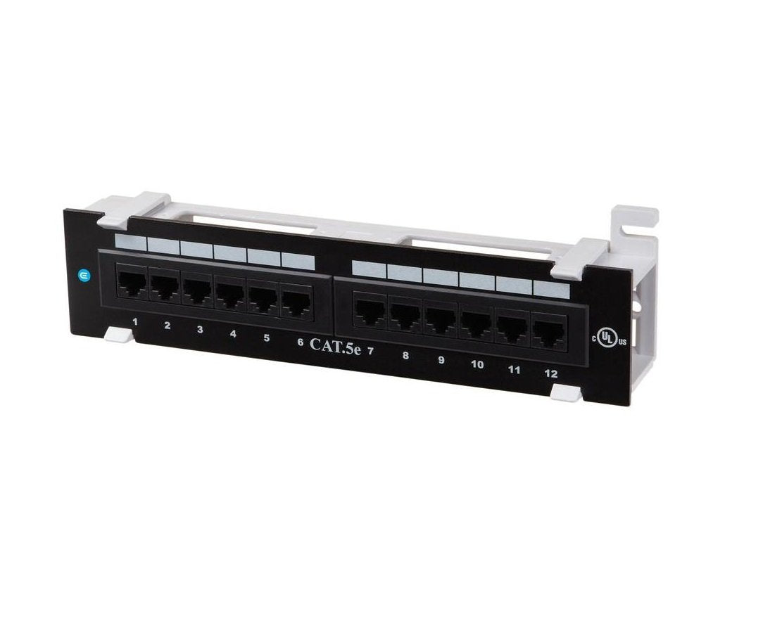 Cat 5e Mini 12-Port Patch Panel with 89D Mounting Bracket