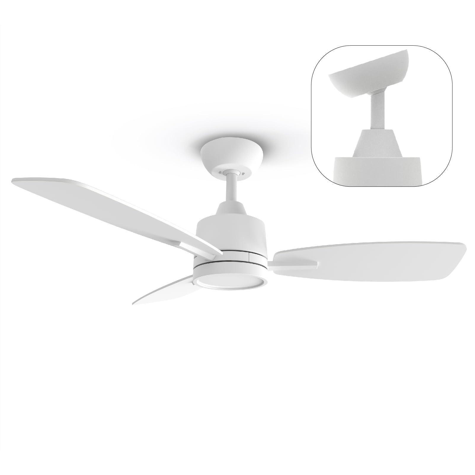 TALOYA 42 Inch Remote Control Ceiling Fan with LED Light, Quiet Reversible 6 Speed DC Motor,Metal,White/Wood Finish Blades,Fan for Living Room, Bedroom,Dining,Office,Patio,Porch