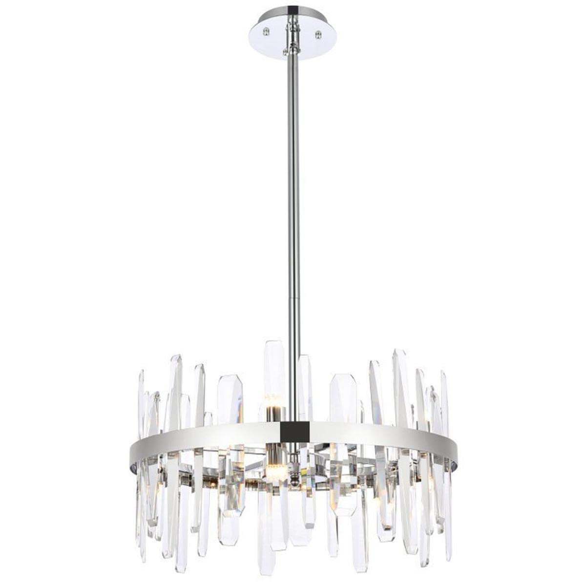 Elegant Lighting Modern Bright Home Decorative Serena 20 inch Crystal Round Pendant - Chrome