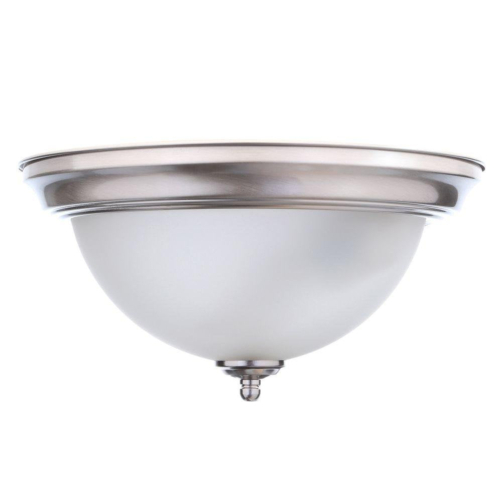 13 in. 2-Light Brushed Nickel Flush Mount