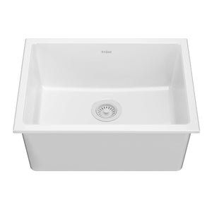KRAUS Turino Fireclay Workstation Drop-In / Undermount Single Bowl Kitchen Sink/ with Thick Mounting Deck