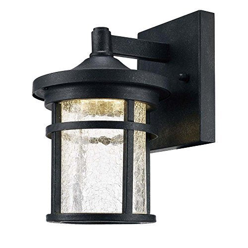 Home Decorators Collection Aged Iron Outdoor LED Wall Lantern Sconce with Crackle Glass