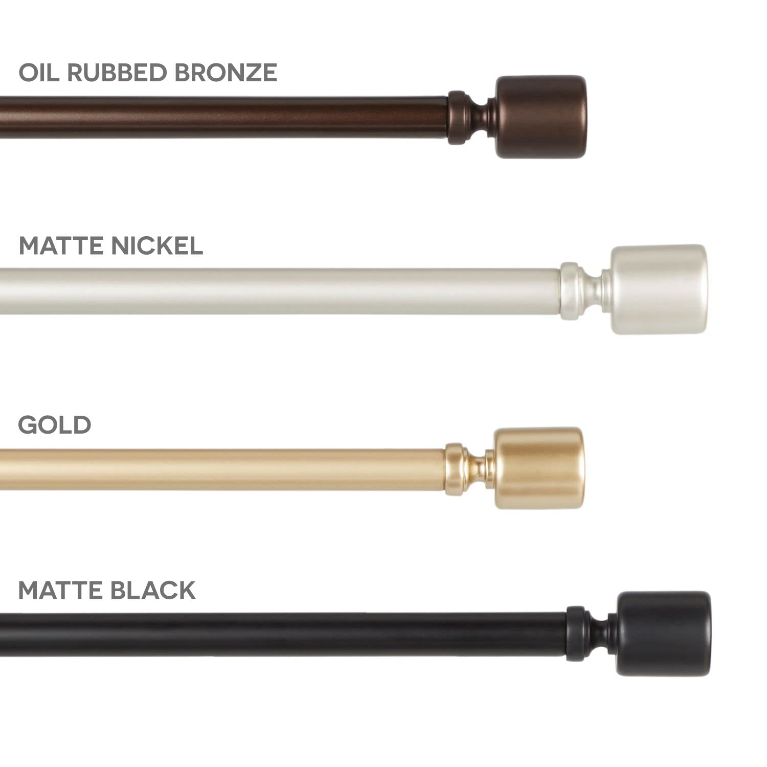 Exclusive Home Rino 1" Window Curtain Rod and Finial Set, Adjustable 66"-120", Oil Rubbed Bronze