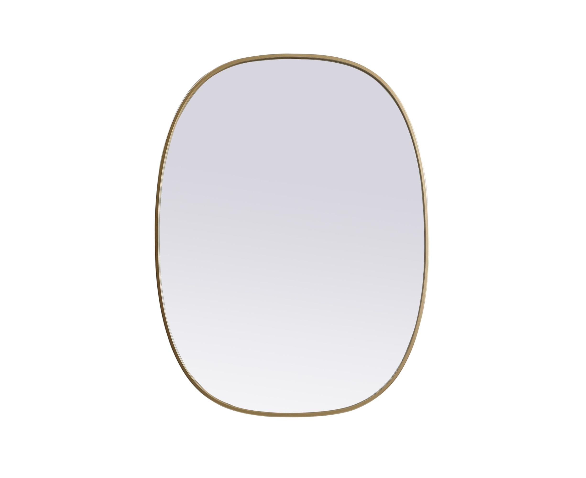 Elegant Decor Brynn 30x40 Oval Modern MDF Wood/Iron Mirror in Brass