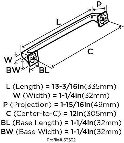 Amerock | Appliance Pull | Satin Nickel | 12 inch (305 mm) Center to Center | Mulholland | 1 Pack | Drawer Pull | Drawer Handle | Cabinet Hardware