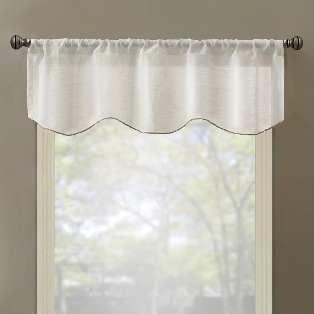 Valances etc. Linden Sheer Rod Pocket Window Curtain Valance (White, 52"x17")