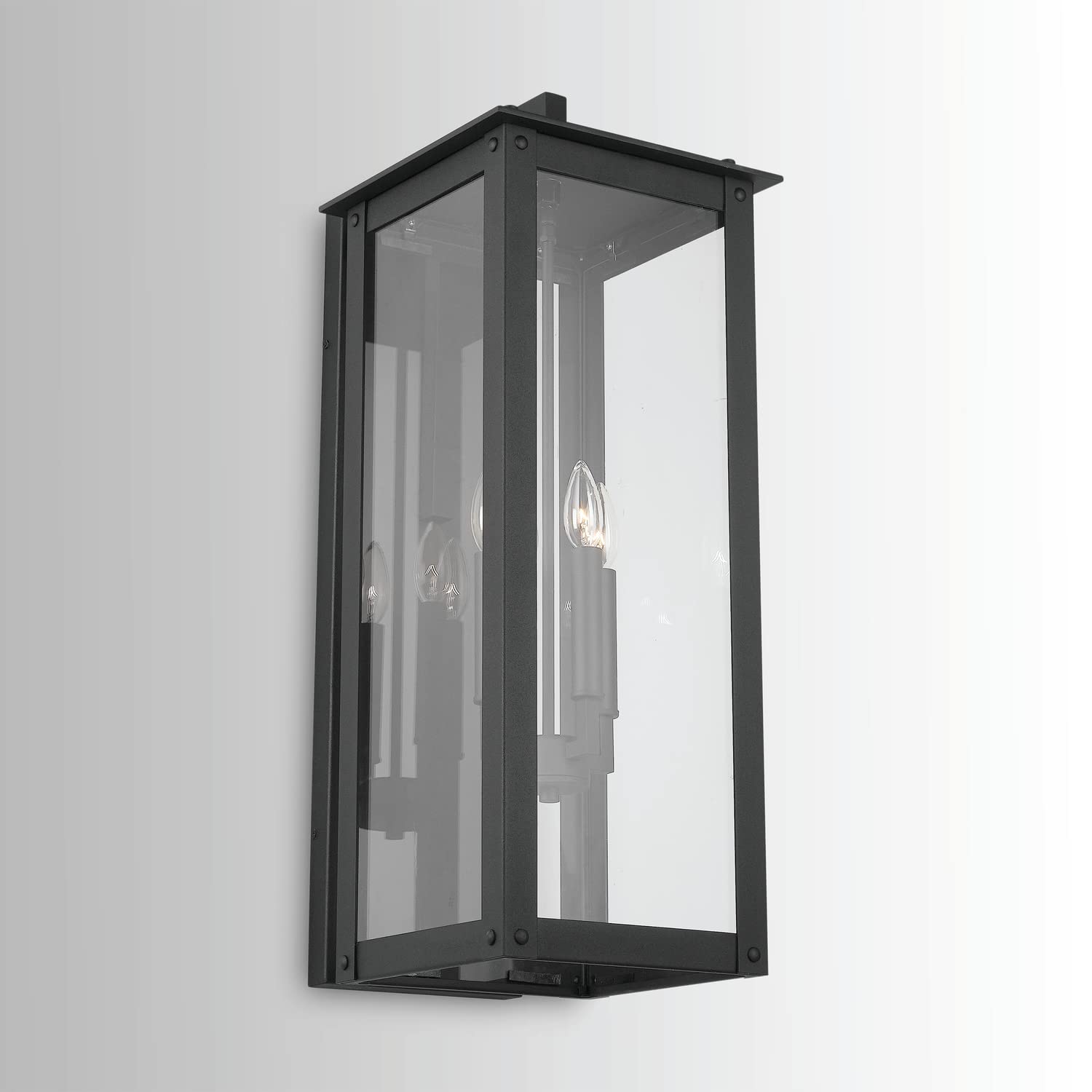 Capital Lighting 934641BK Hunt Clear Glass Outdoor Wall Sconce, 4-Light 240 Total Watts, 29" H x 11" W, Black