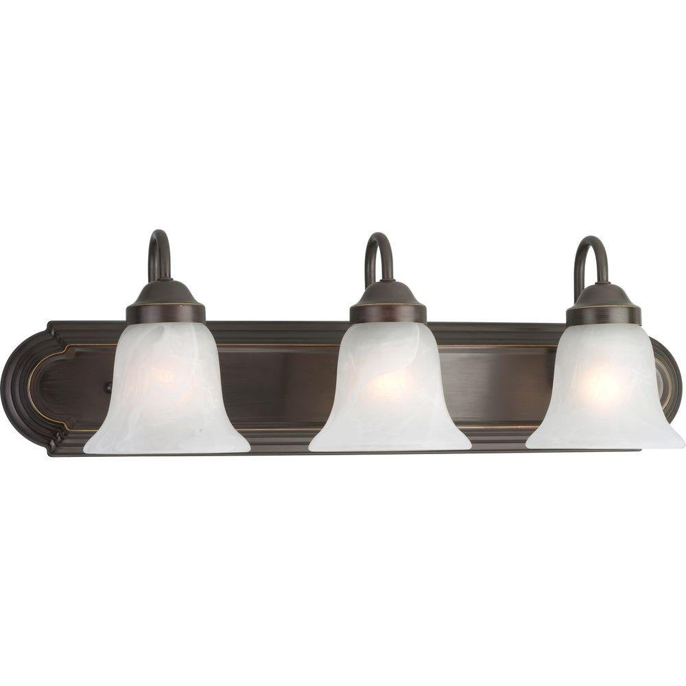 Progress Lighting 3-Light Antique Bronze Vanity Light with Alabaster Glass