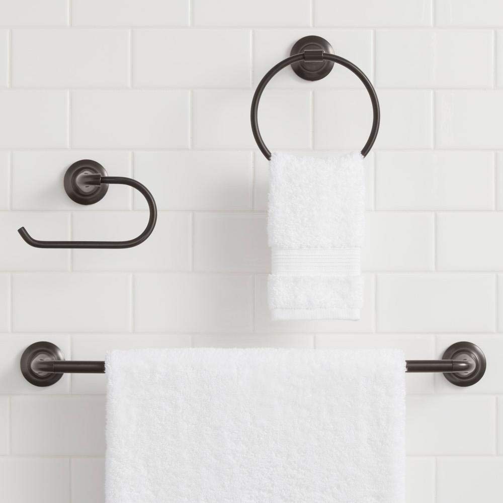 Glacier Bay Constructor 3-Piece Bath Hardware Set with Expandable Towel Bar, Towel Ring, and Toilet Paper Holder in Bronze