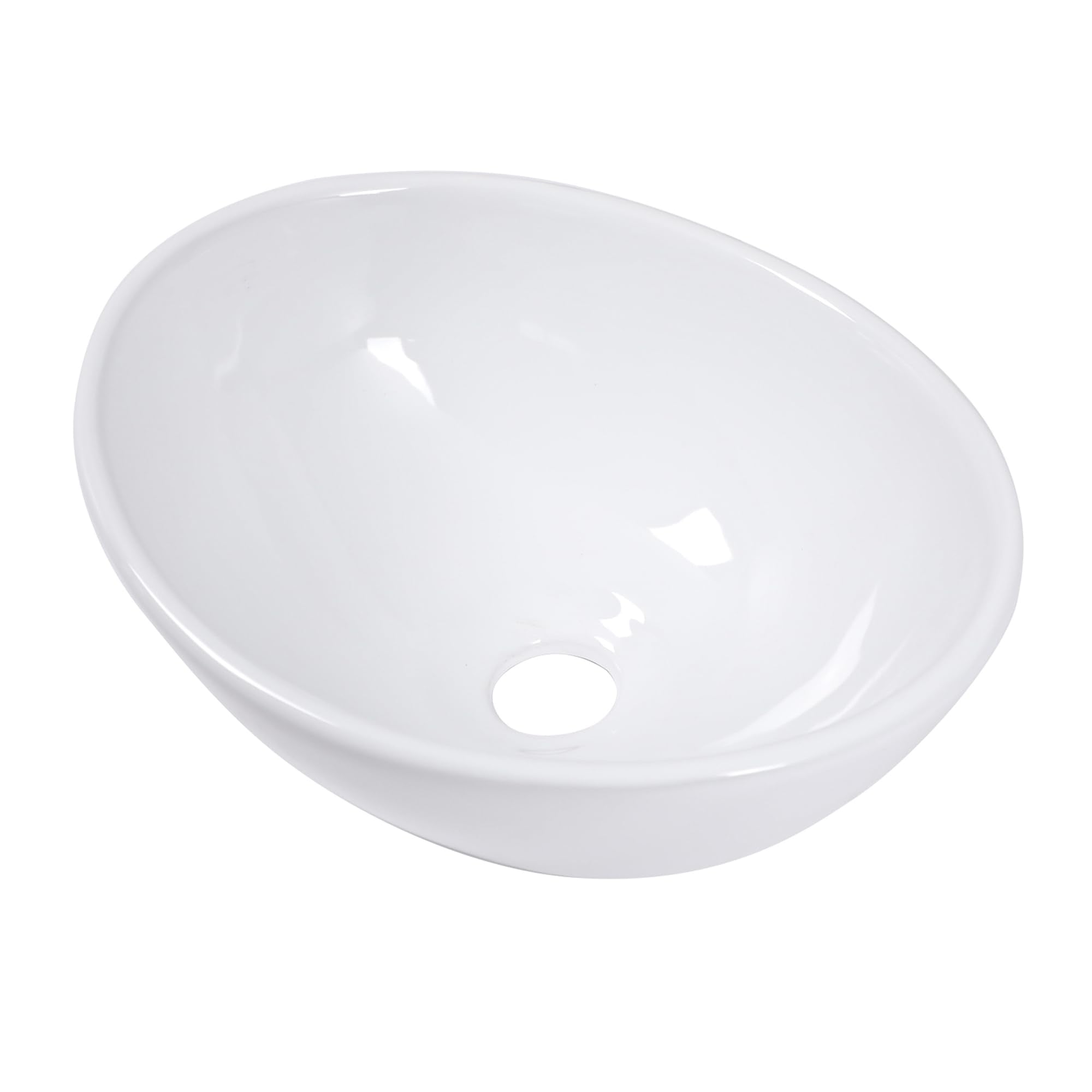 Oval Vessel Sink - Donsdey 16"x13" Bathroom Vessel Sink Oval Shape White Ceramic Porcelain Above Counter Vanity Sink Bowl Basin