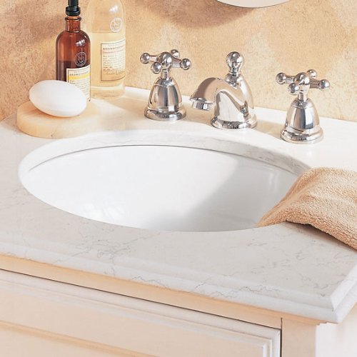 American Standard 9482000.020 Ovalyn Undermount Bathroom Sink with Unglazed Rim and Rear Overflow, 1.25 in, White