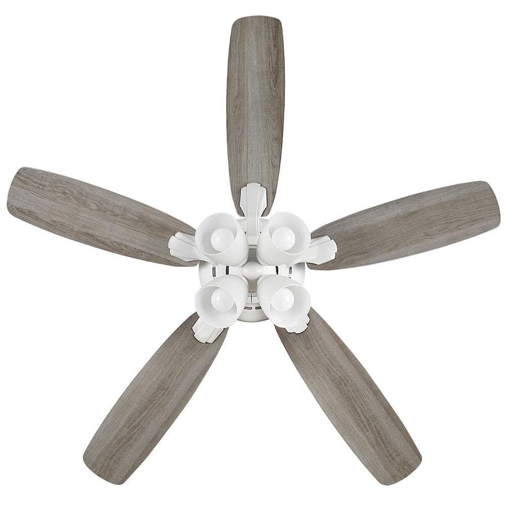 Hampton Bay Hollis 52 in. Indoor LED Matte White Dry Rated Ceiling Fan with 5 Reversible Blades Light Kit and Remote Control, (52198)