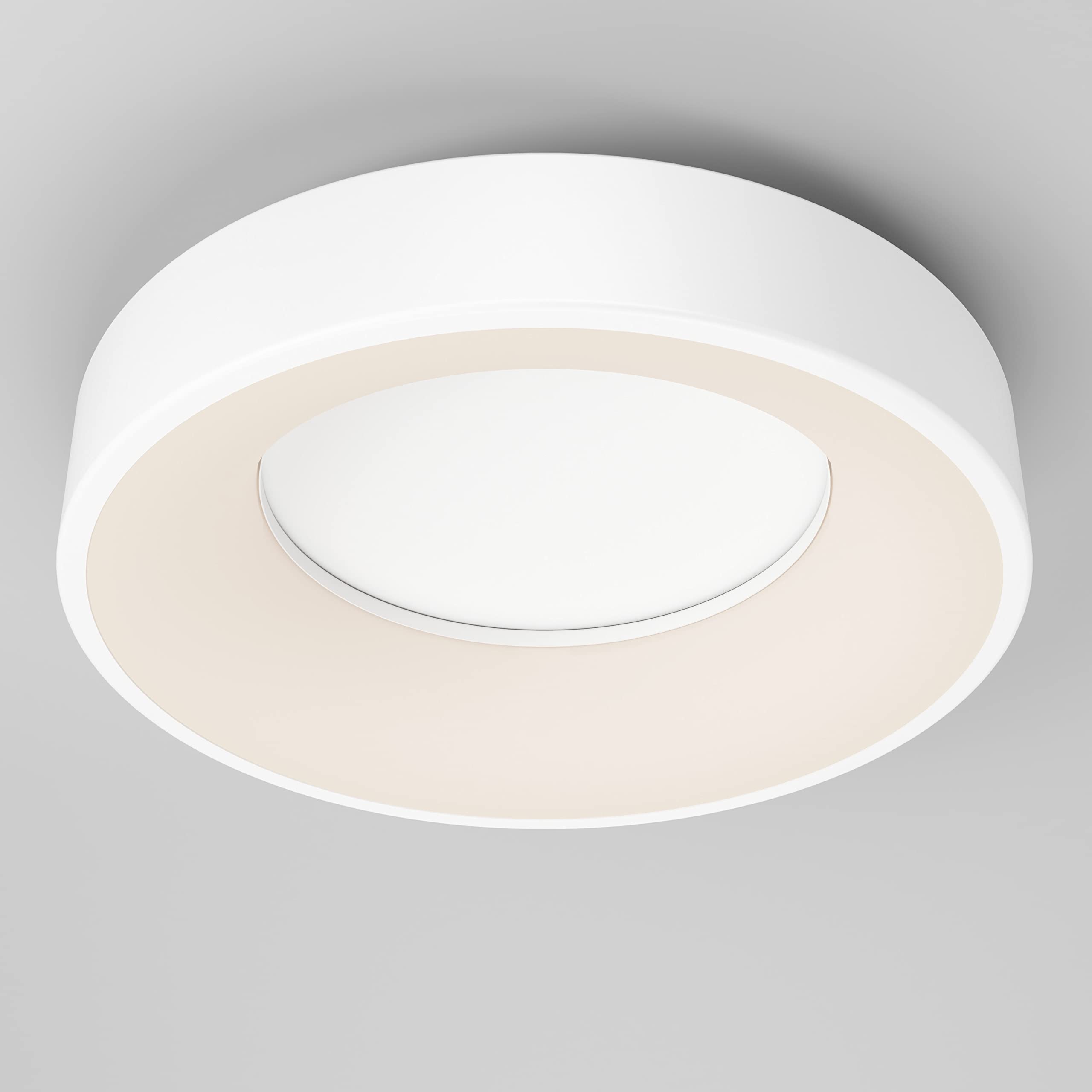 Artika Aiden 17W LED Drum Flush Mount Ceiling Light Fixture, White - 1200 Lumens, Tunable White Technology 2700-3000-3500-4000-5000 Kelvin, No Bulb Required