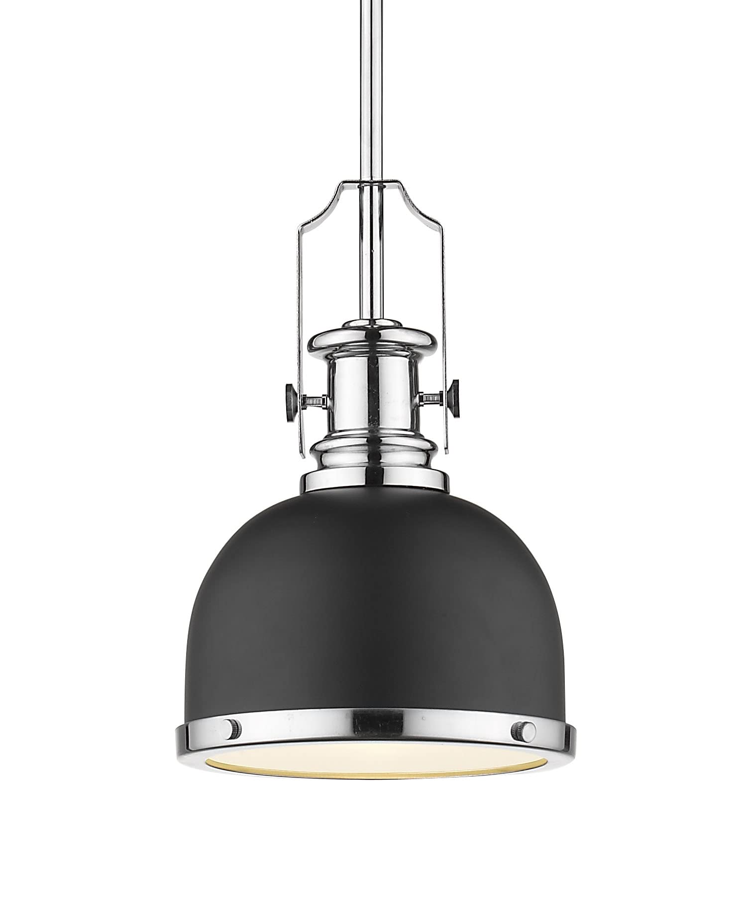 Z-Lite 725MP-MB+CH 1 Light Mini Pendant, Matte Black + Chrome