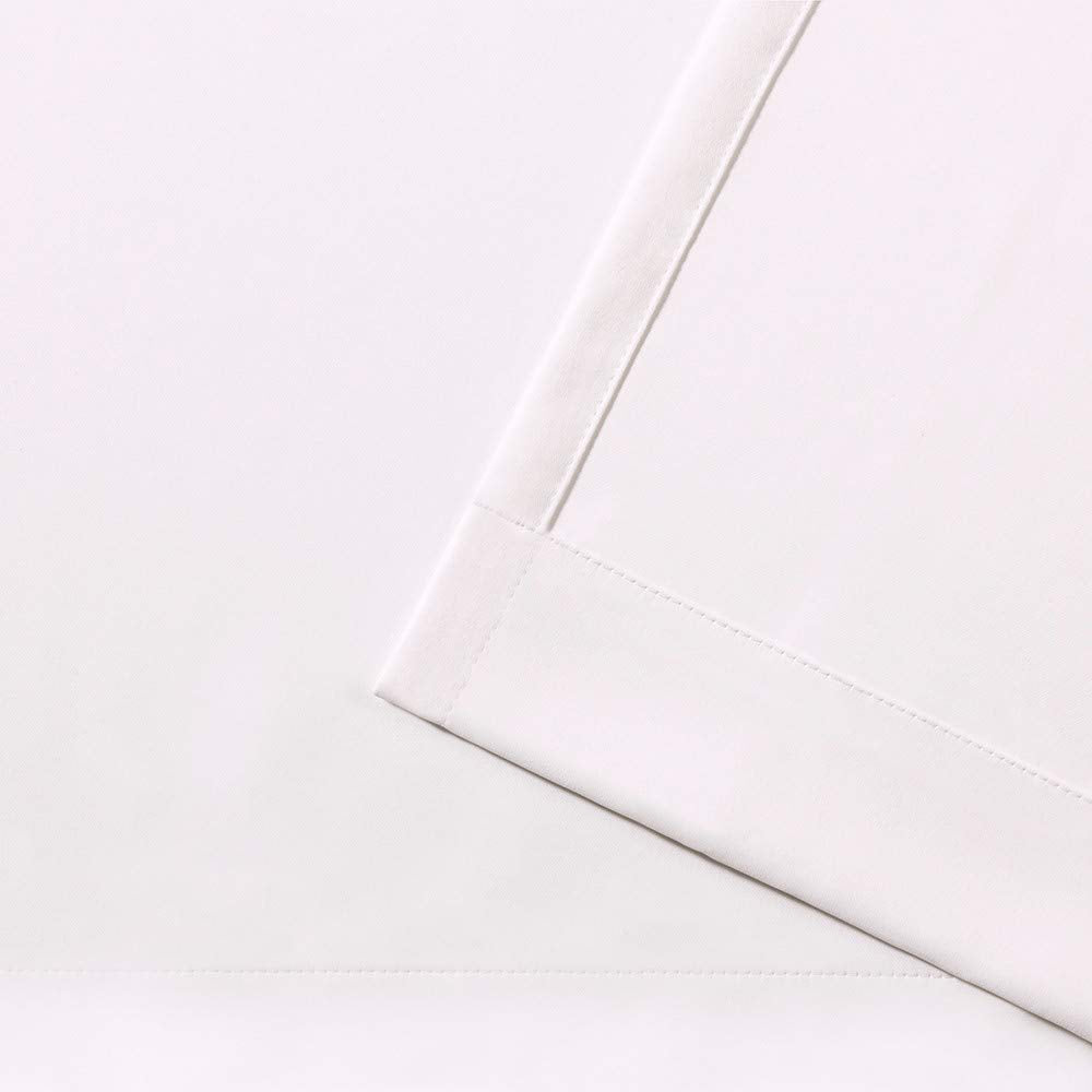 EXCLUSIVE HOME Sateen Twill Woven Room Darkening Blackout Grommet Top Curtain Panel Pair, 52"x96", Vanilla