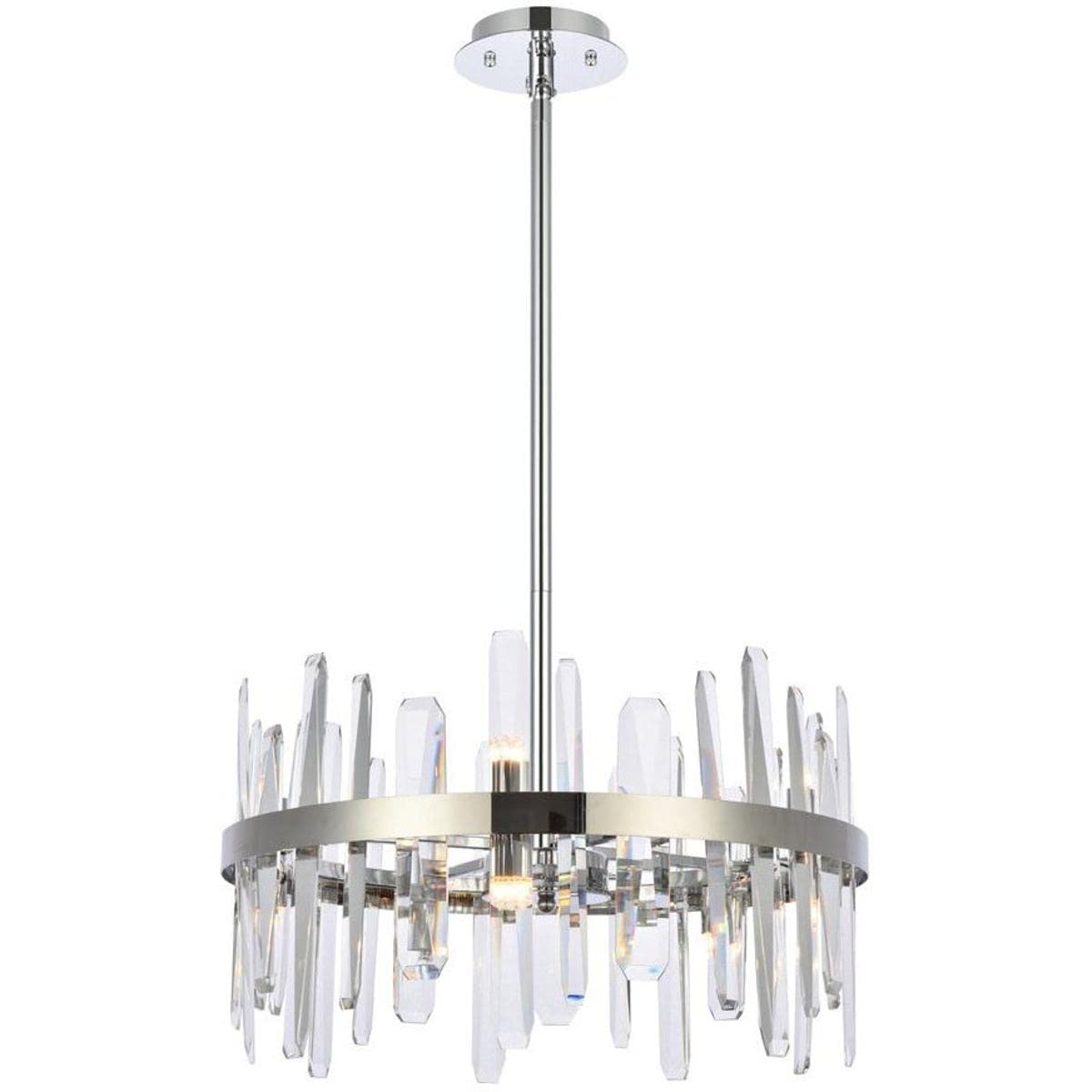 Elegant Lighting Modern Bright Home Decorative Serena 20 inch Crystal Round Pendant - Chrome