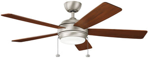 Kichler Starkk 52" Ceiling Fan with LED Lights in Brushed Nickel, 5-Blade Traditional Fan with reversible Silver/Walnut blades, 3000K, (52" W x 13.75" H), 330174NI