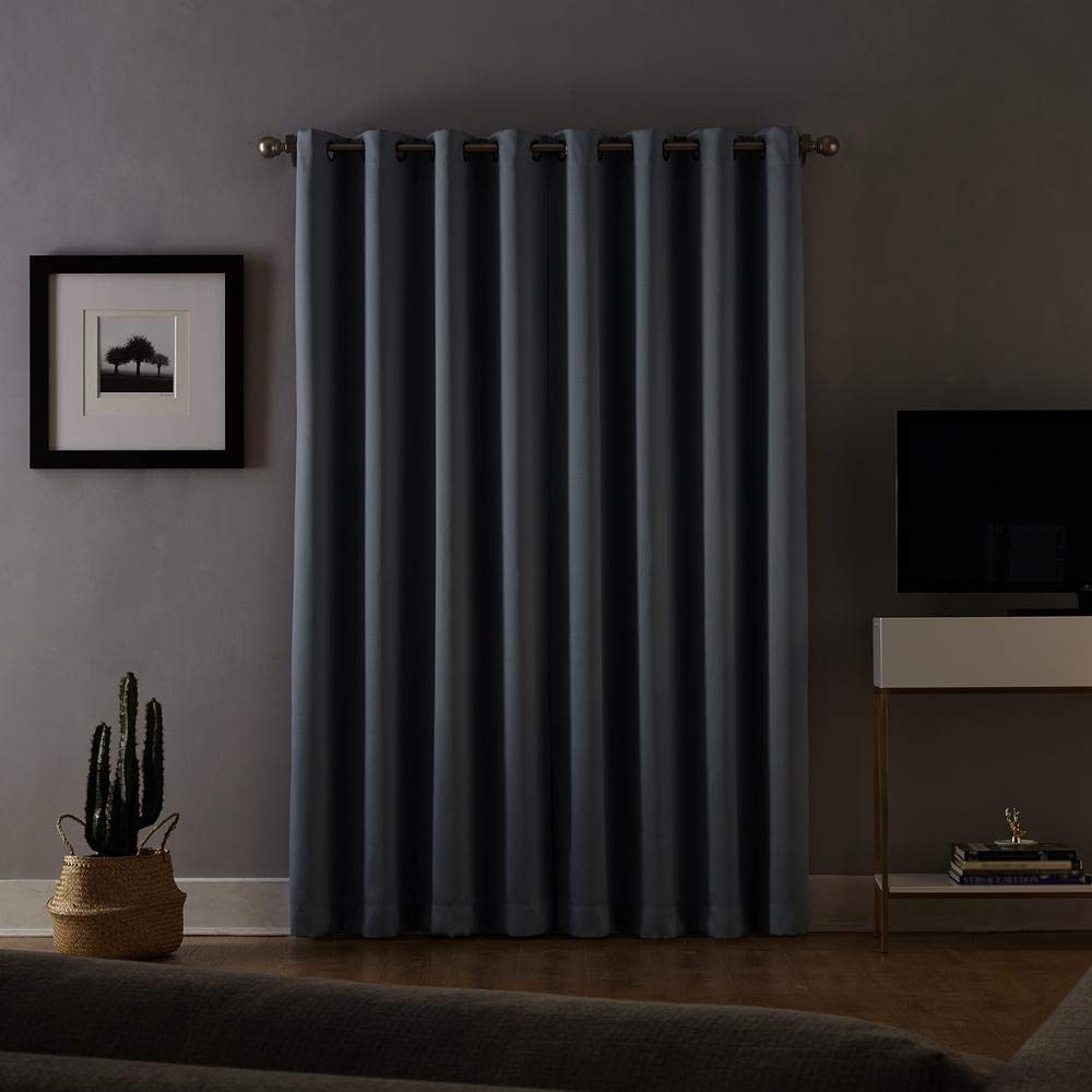 Sun Zero Nordic Theater Grade Extreme 100% Blackout Grommet Curtain Single Panel, 52" x 95", Haze