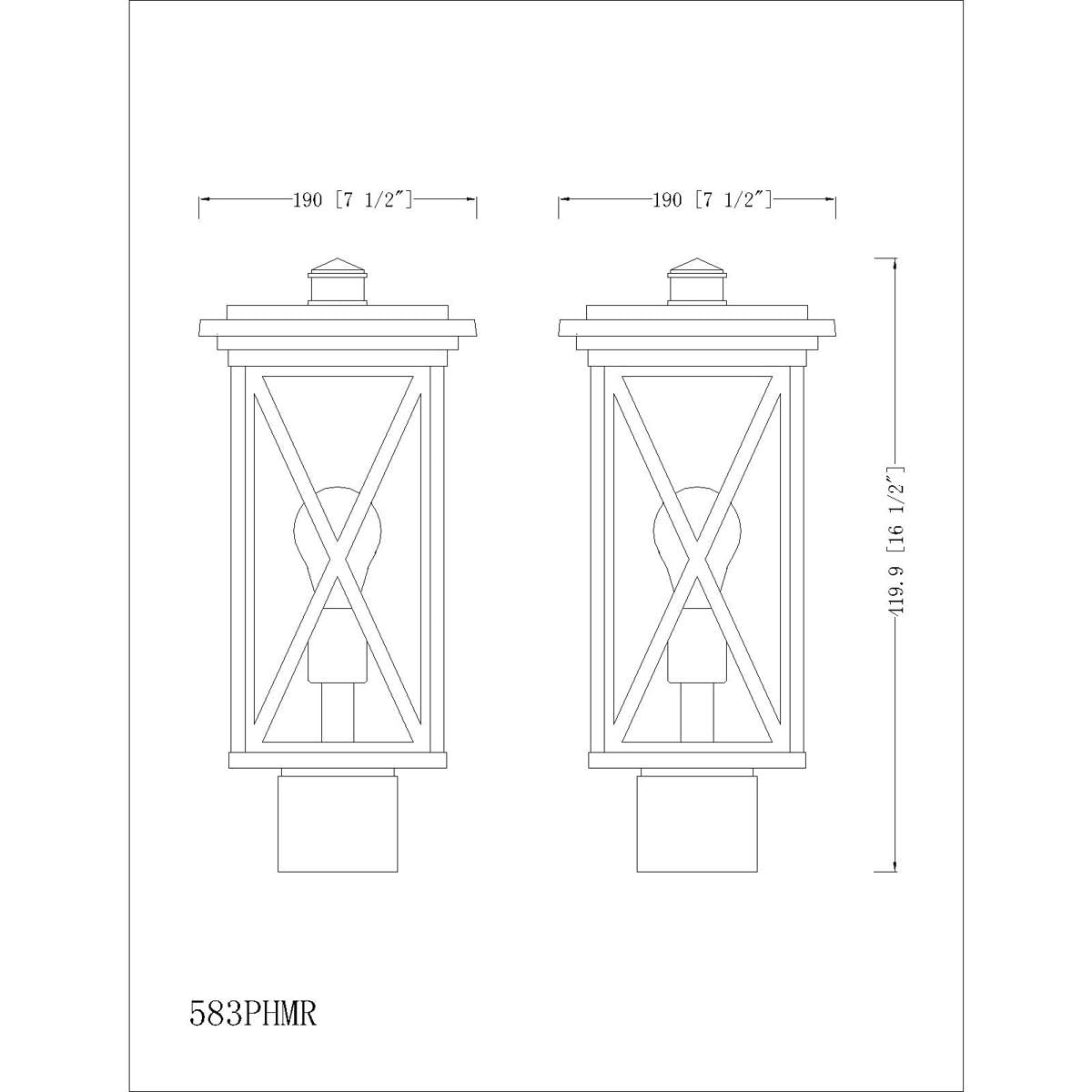 Z-Lite 1 Light Outdoor Post Mount Fixture 583PHMR-BK, Black