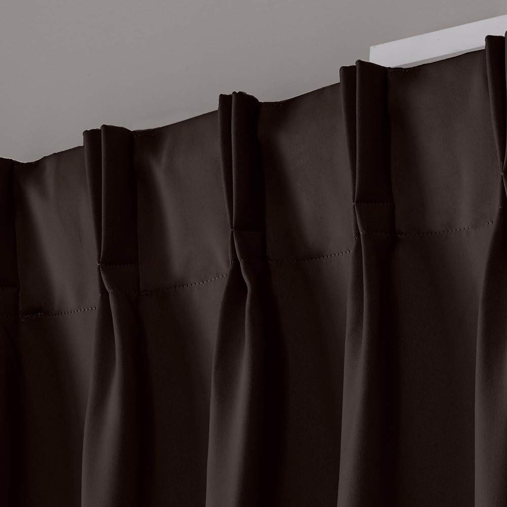 EXCLUSIVE HOME Sateen Twill Woven Room Darkening Blackout Pinch Pleat/Hidden Tab Top Curtain Panel Pair, 84" Length, Espresso
