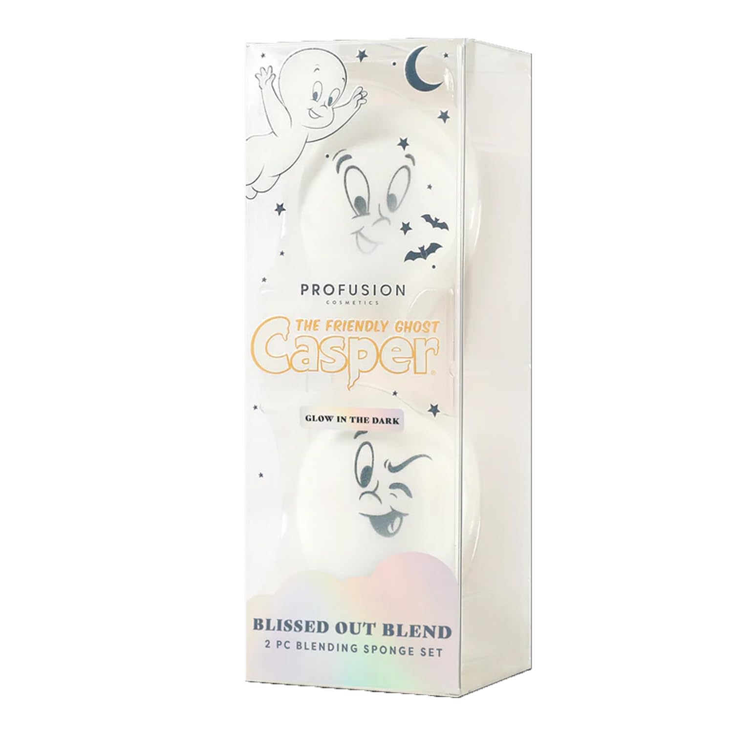 Profusion Cosmetics Casper The Friendly Ghost Blissed Out Blend Glow In The Dark 2 PC Blending Sponge Set, Natural Friendly Materials, Easy to Clean With Advanced Glow and Flawless Finish