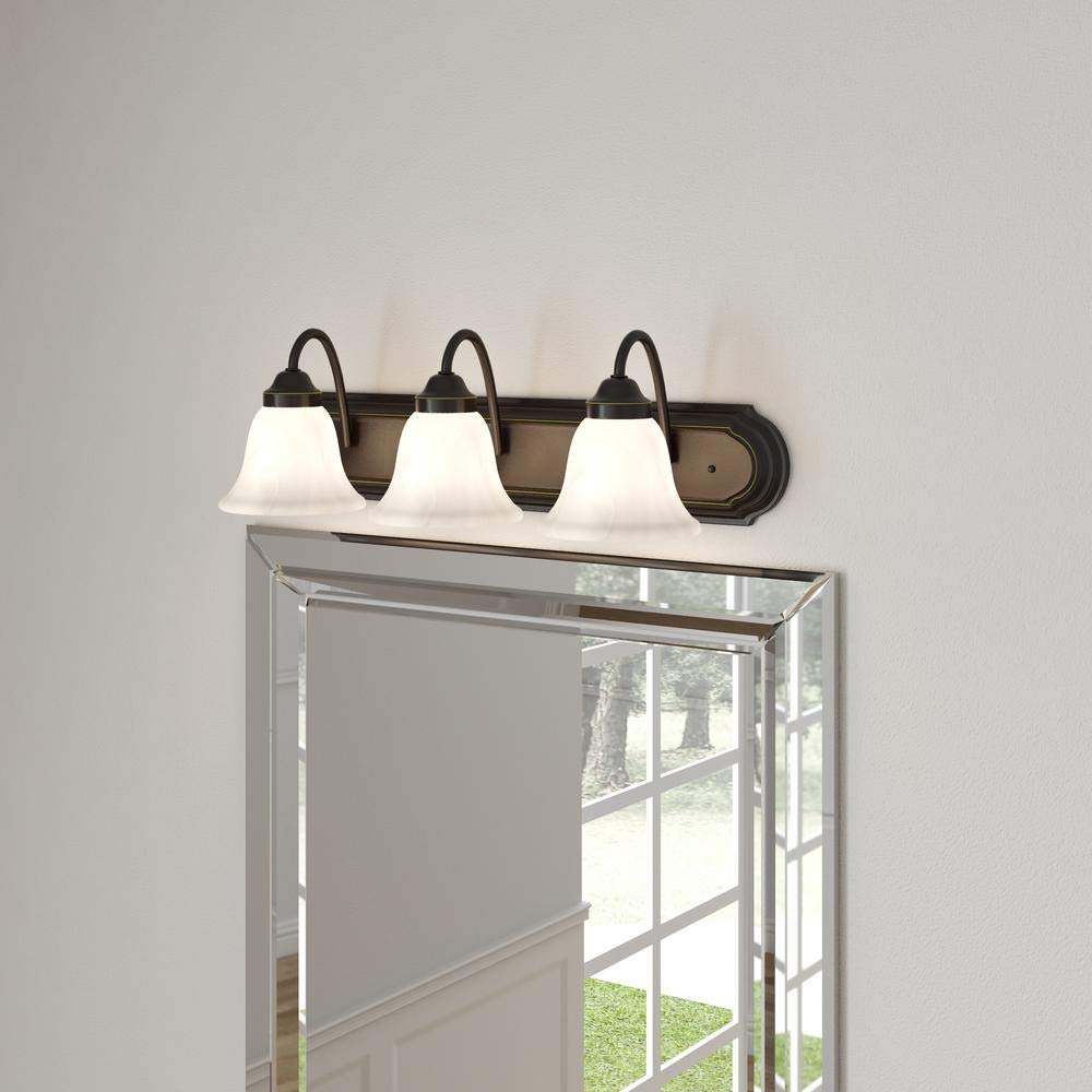 Progress Lighting 3-Light Antique Bronze Vanity Light with Alabaster Glass