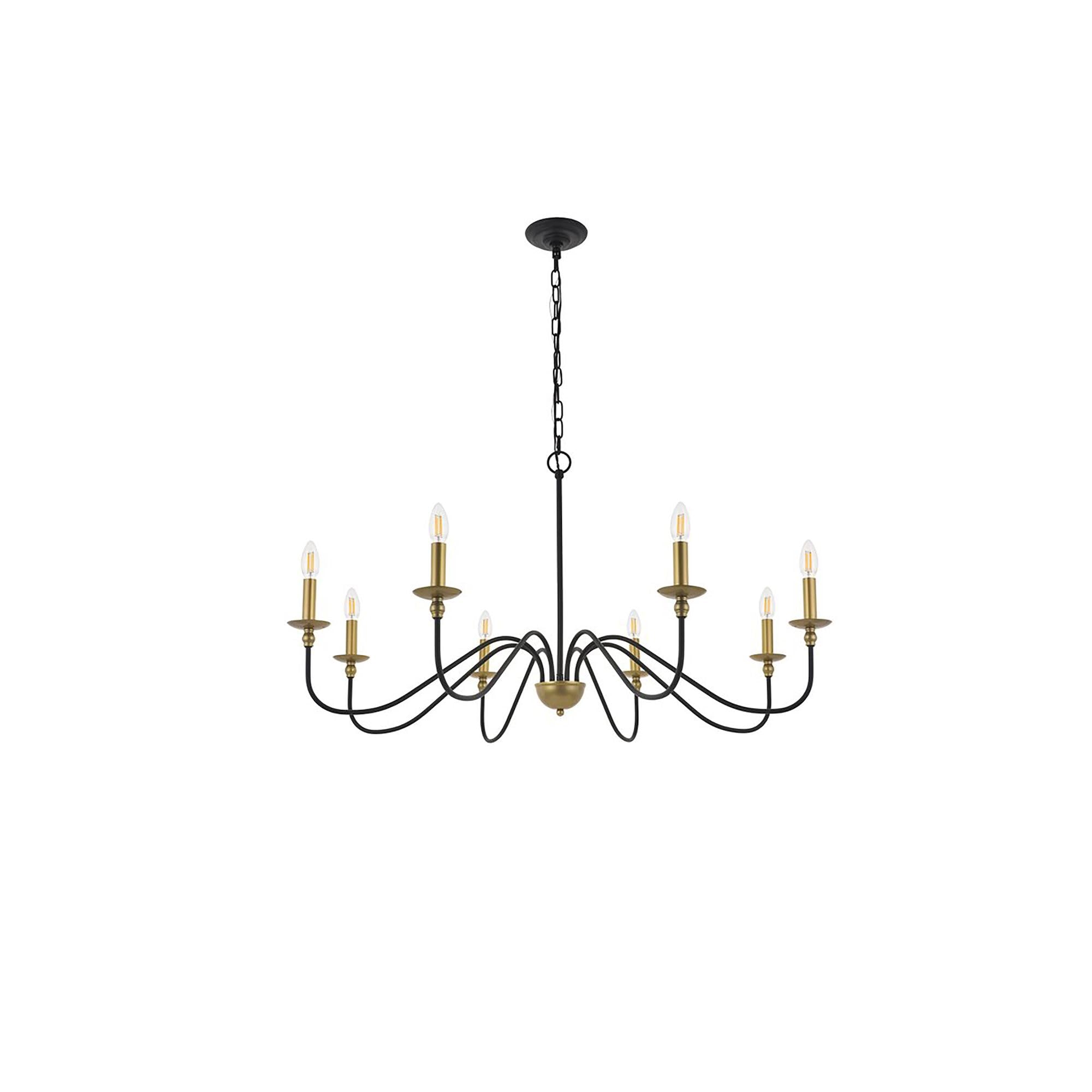 Living District Indoor Modern Home Decorative Bright Ceiling Rohan 8 Light Matte Black and Brass Pendant