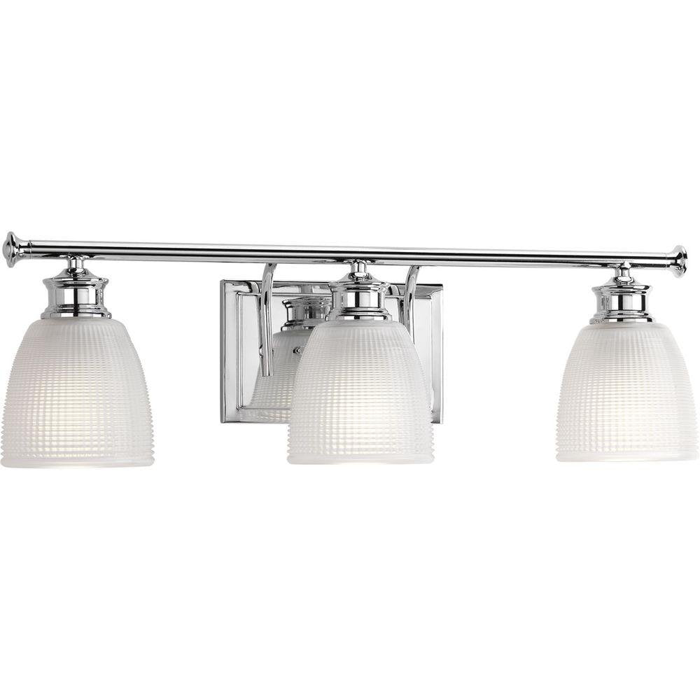 Progress Lighting P2181-15DI Lucky Collection 3-Light Polished Chrome Vanity Light