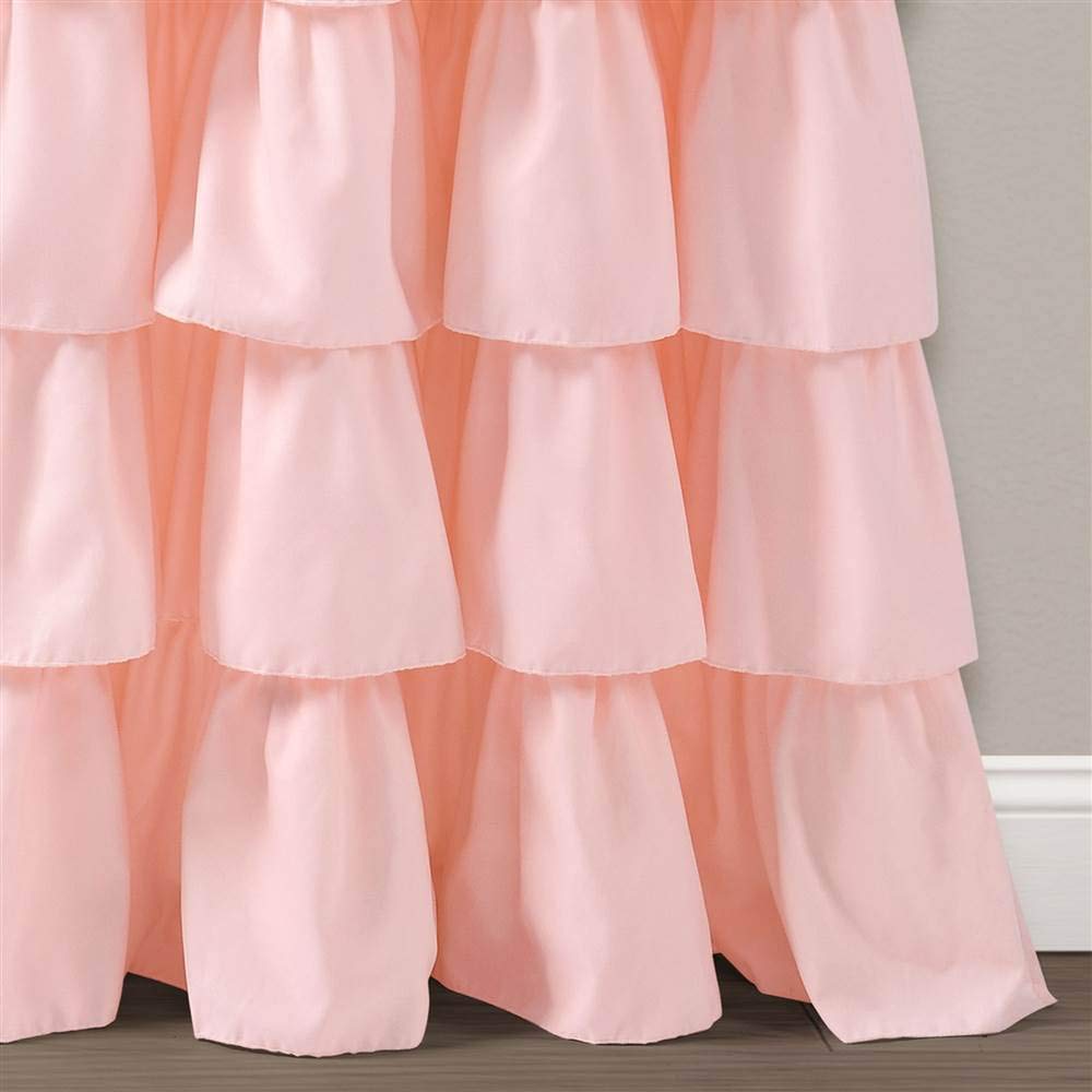 Lush Decor Blush Ruffle Window Curtain-Shabby Chic Farmhouse Style Panel for Living, Dining Room, Bedroom (Single), 84” x 50 L
