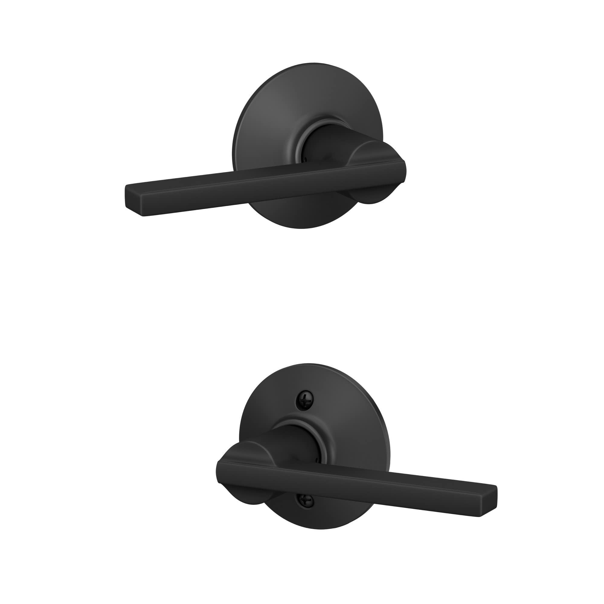 Schlage F10 V LAT 622 Latitude Door Lever, Hall & Closet Passage Lock, Matte Black