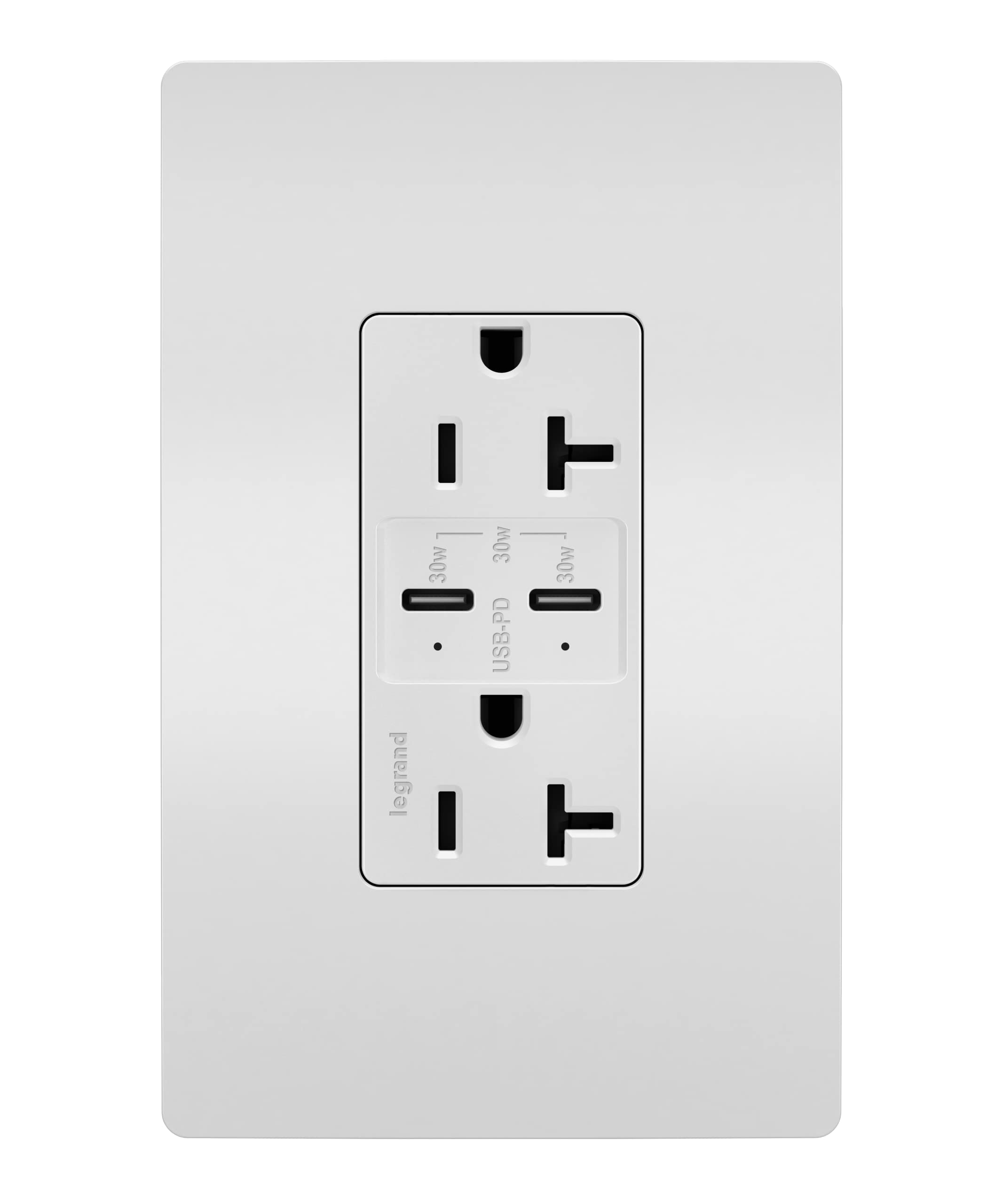 Pass & Seymour TR20USBPDW Power Delivery USB Outlet, White