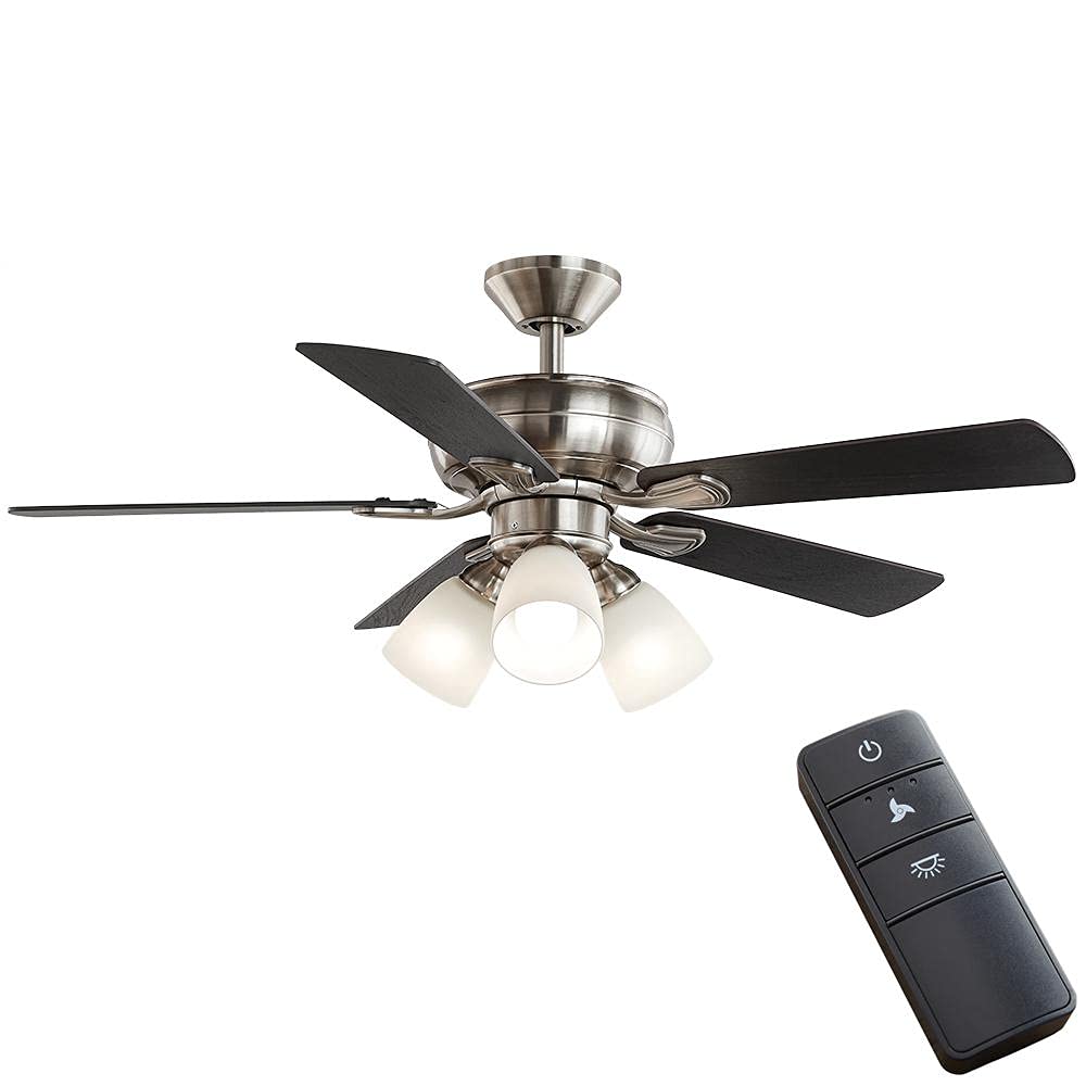 Riley 44 in. Indoor LED Brushed Nickel Ceiling Fan with Light Kit 5 QuickInstall Reversible Blades and Remote Control