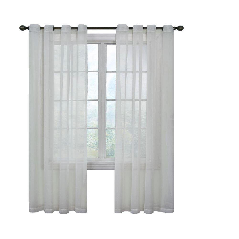 CurtainFresh Odor Neutralizing Sheer Voile Grommet Window Curtain for Bedroom or Living Room (1 Panel), 59 in x 95 in, White