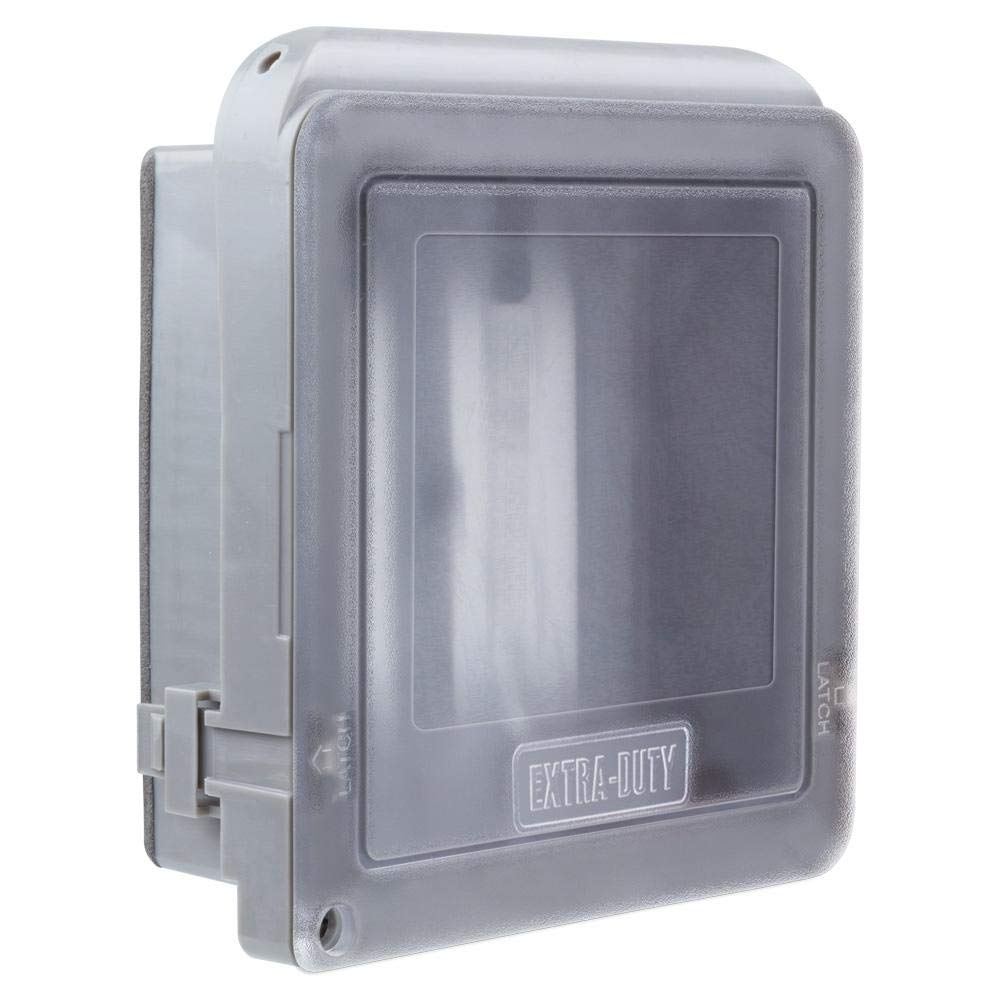 Commercial Electric 2-Gang Extra Duty Non-Metallic Low Profile While-In-Use Weatherproof Horizontal/Vertical Receptacle Cover, Gray