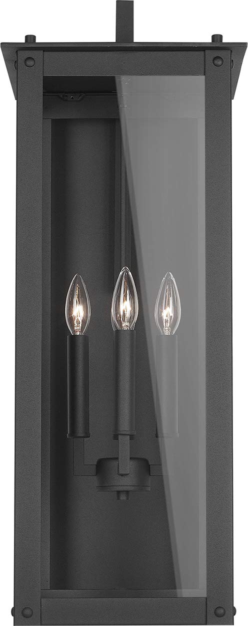 Capital Lighting 934641BK Hunt Clear Glass Outdoor Wall Sconce, 4-Light 240 Total Watts, 29" H x 11" W, Black